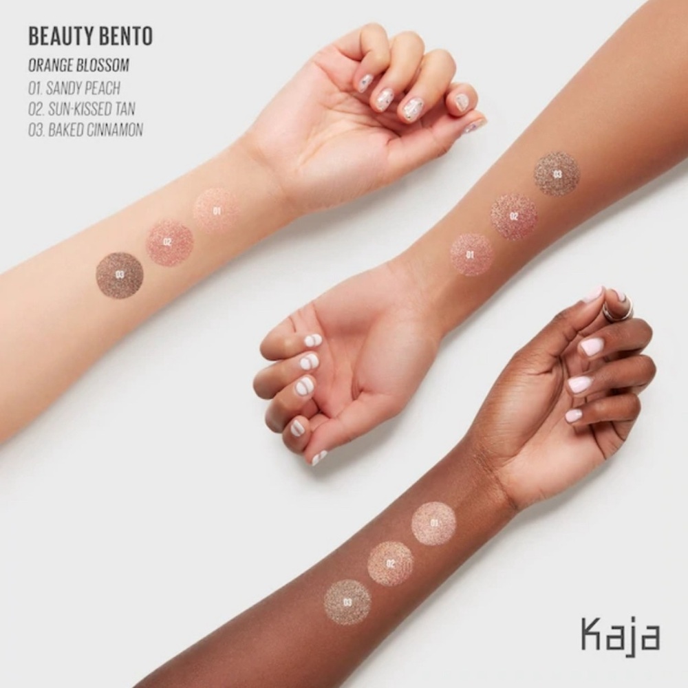 Kaja Beauty Bento Bouncy Shimmer Eyeshadow Trio in Orange Blossom $28 MSRP NIB - Picture 5 of 9